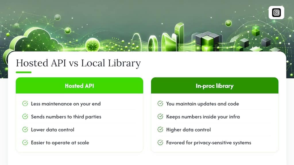 Hosted API versus local library comparison