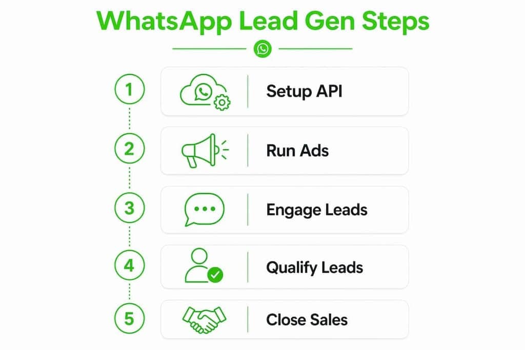 Infographic showing WhatsApp lead generation process steps