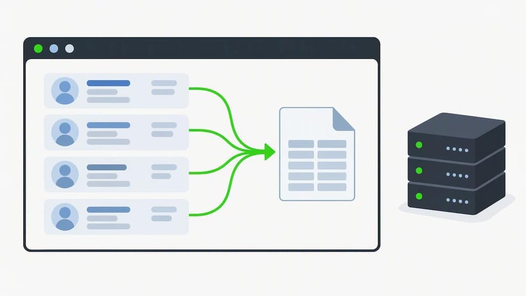 Local browser extraction into structured file