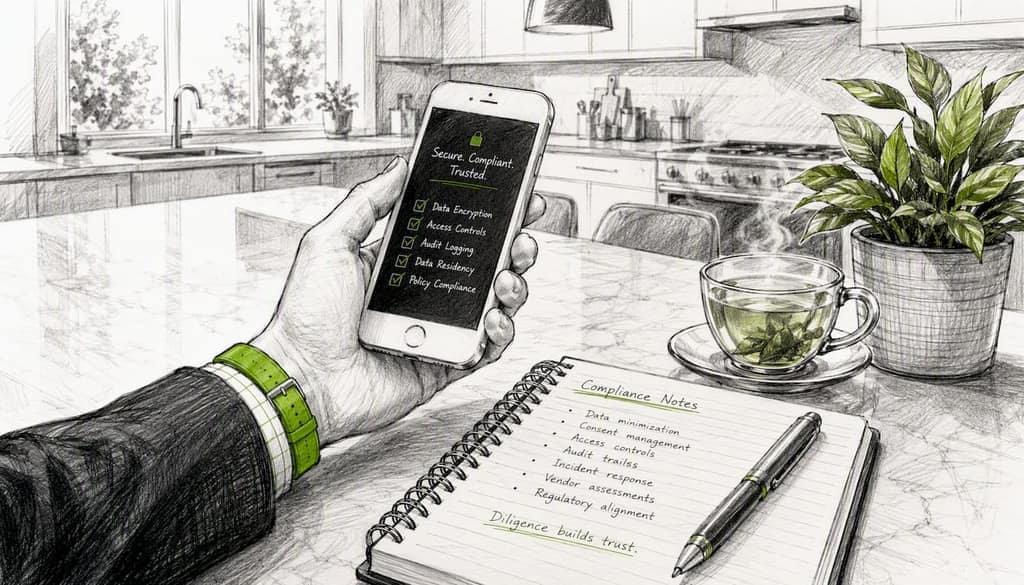 Close-up of secure data handling in home office
