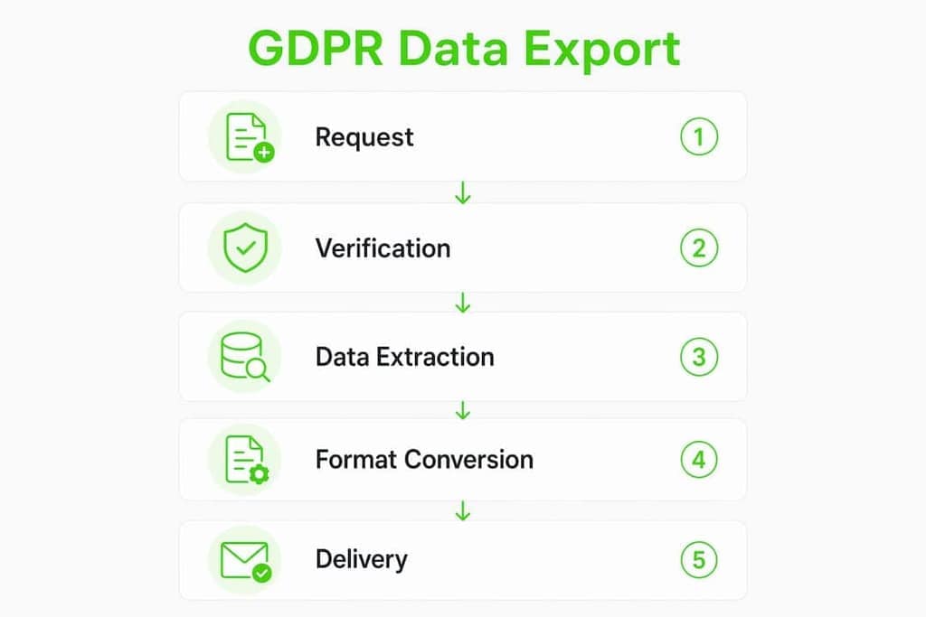 Infographic of GDPR data export process steps