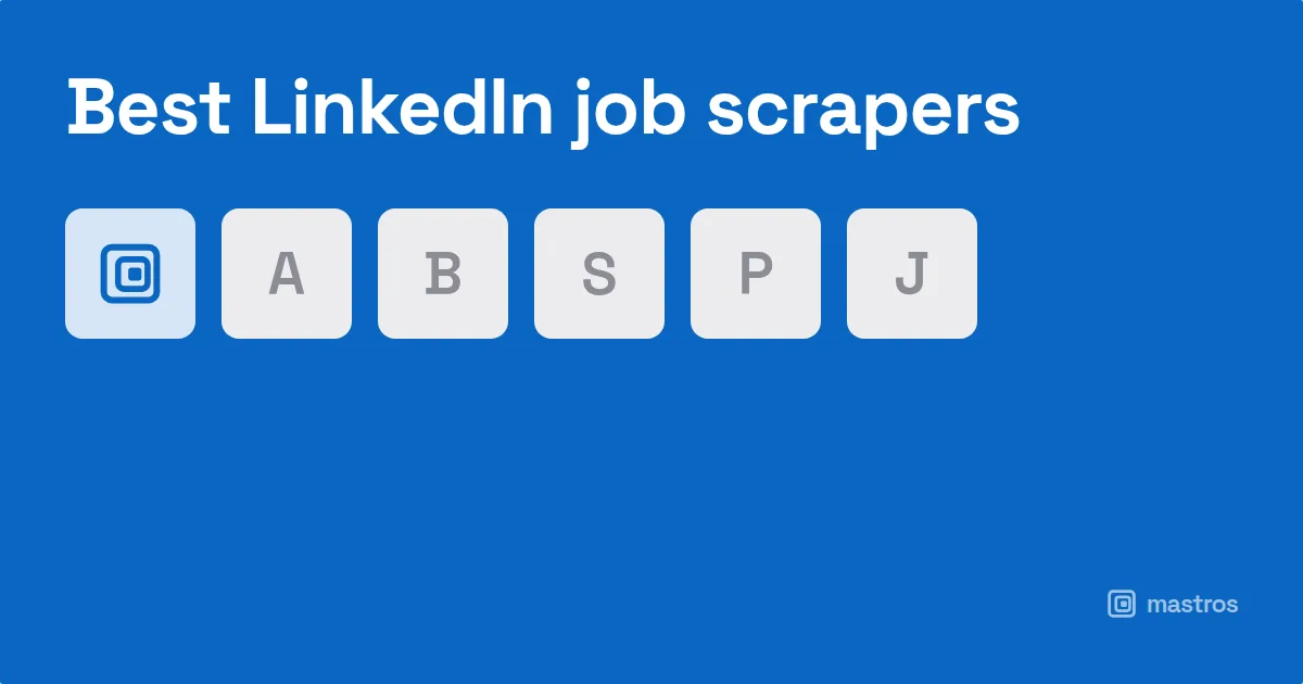 Six neutral tool tiles in a row with one highlighted, for linkedin job scraper