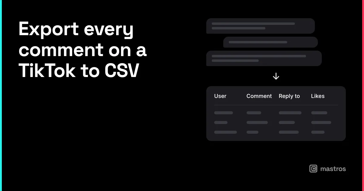 A TikTok video's comments in Excel with a keyword filter applied, for tiktok comments viewer
